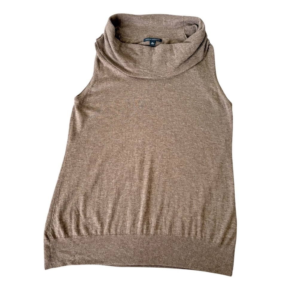 Banana Republic Y2K Wool Cashmere Cowl Neck Sleeveless Sweater Taupe XL
